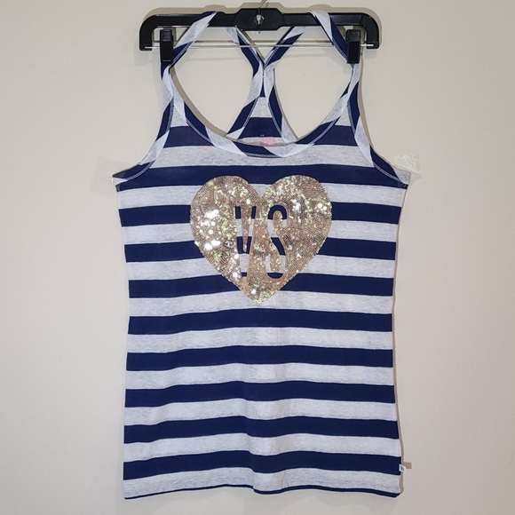 Victoria's Secret Tops - VICTORIA'S  SECRET  STRIPE SEQUIN  TOP SZ L